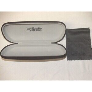 Silhouette Medium Grey Hard Clamshell Eyeglasses Case & Cleaning Cloth Designer